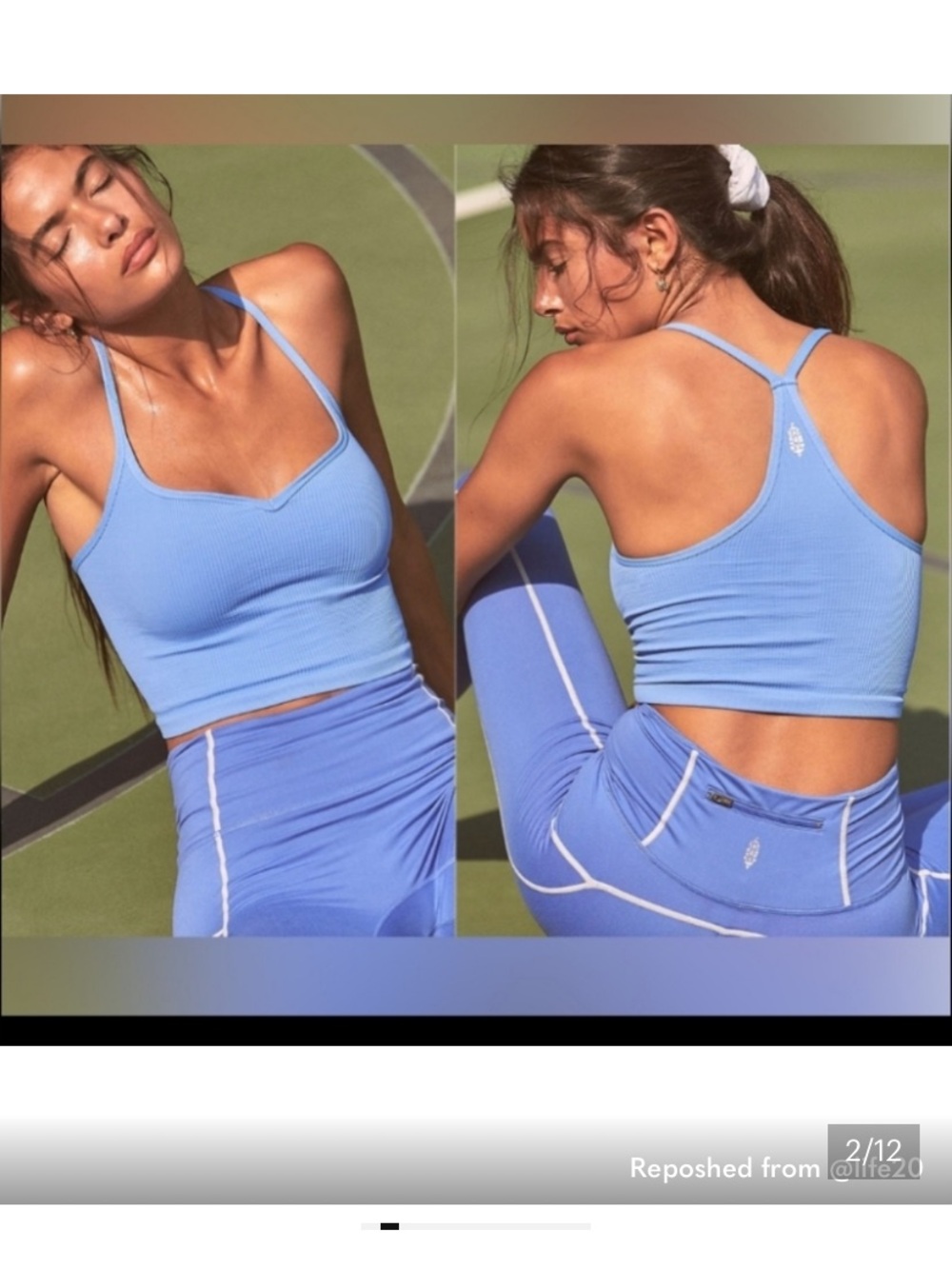 Free People Echo Ribbed Light Blue Racerback Crop Bra